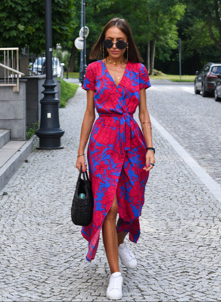 Sofia | Elegant Maxikjole med Blomsterprint & V-hals