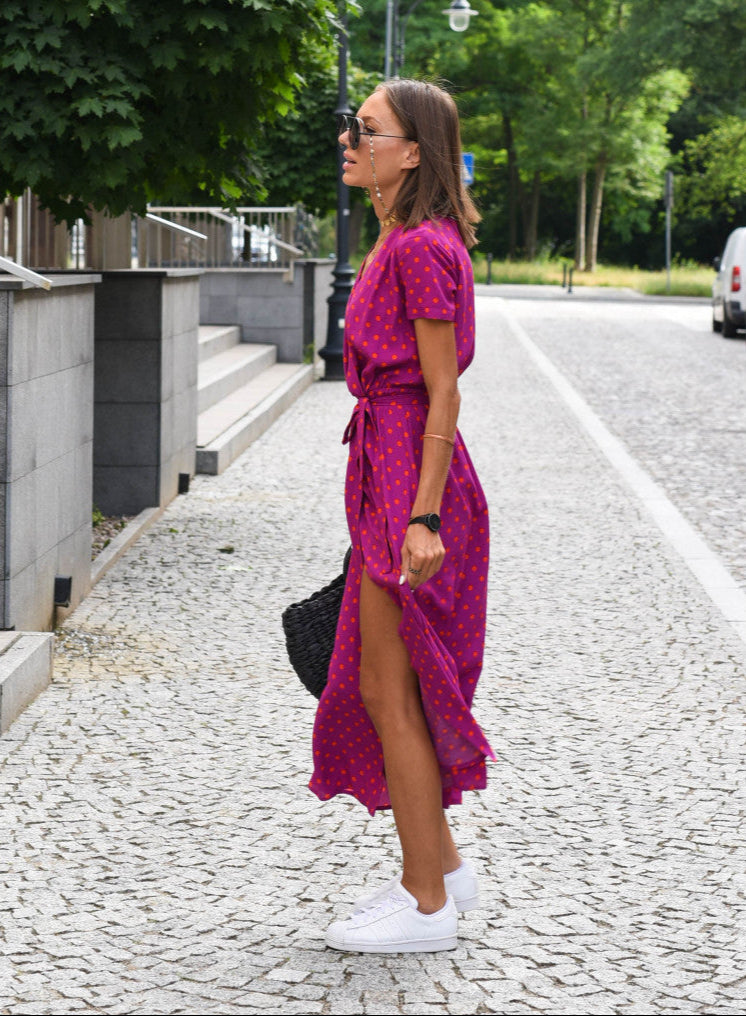 Sofia | Elegant Maxikjole med Blomsterprint & V-hals