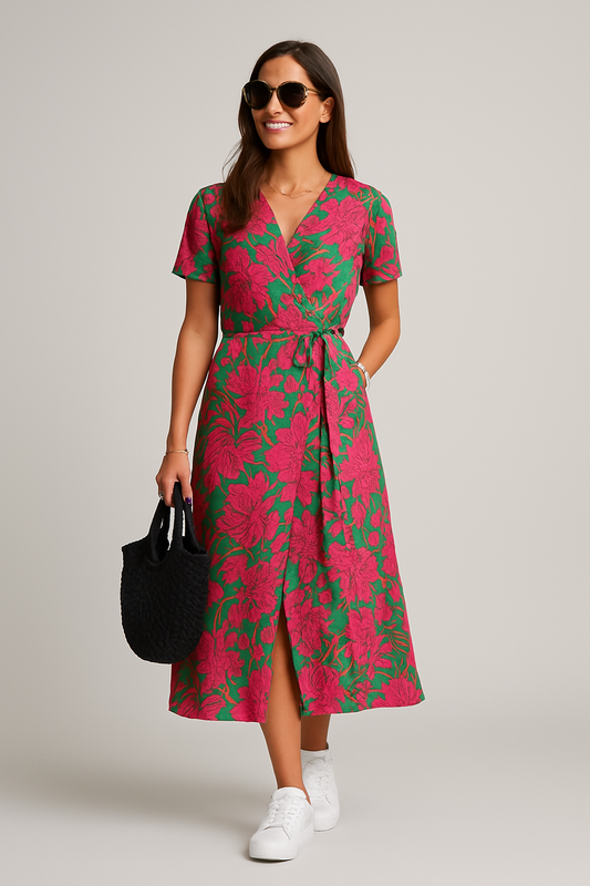Sofia | Elegant Maxikjole med Blomsterprint & V-hals