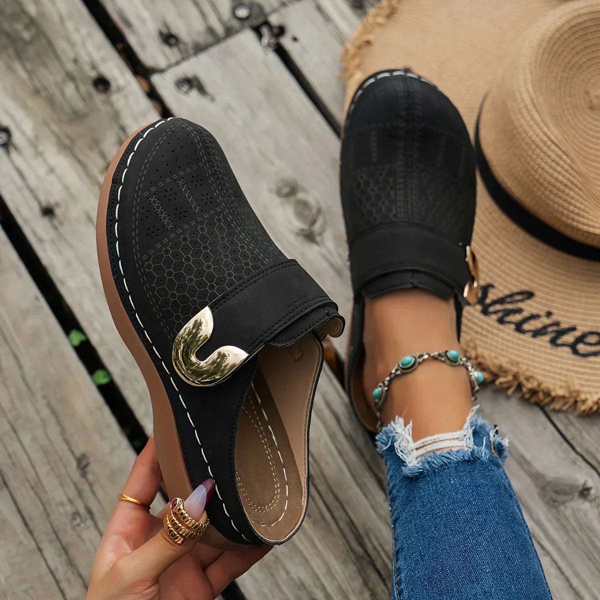 Stella – Elegante Ortopædiske Wedge Sandaler